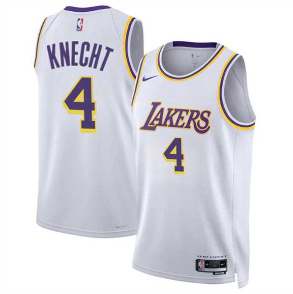Men%27s Los Angeles Lakers #4 Dalton Knecht White 2024 Draft Association Edition Stitched Basketball Jersey Dzhi